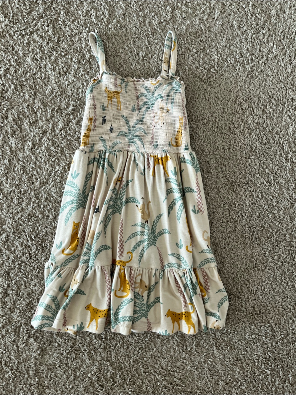 Little Sleepies Play Cream Palm & Cheetah Print Sundress Size 4T